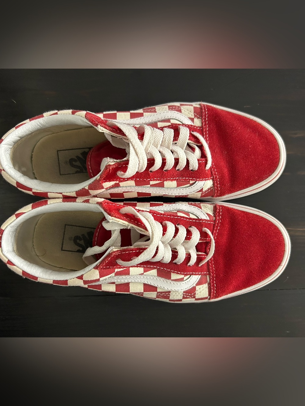 Vans Red and White Checkerboard Old Skool Sneakers